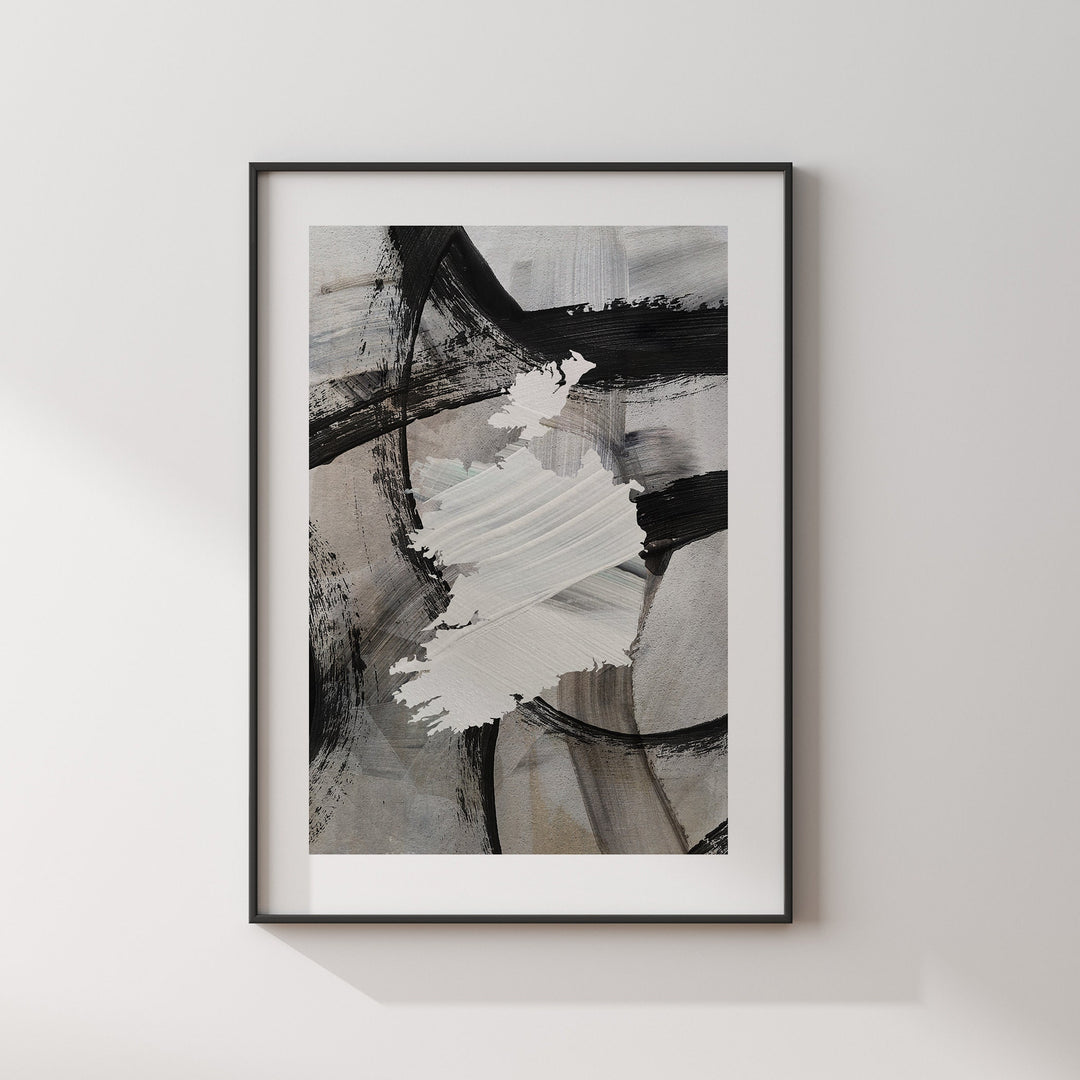Republic of Ireland Map | Black & Grey Abstract Painting Map of Ireland Wall Art Print | Ireland Traval Poster