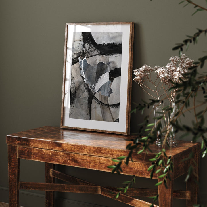 Iran Map | Black & Grey Abstract Painting Map of Iran Wall Art Print | Iran Traval Poster