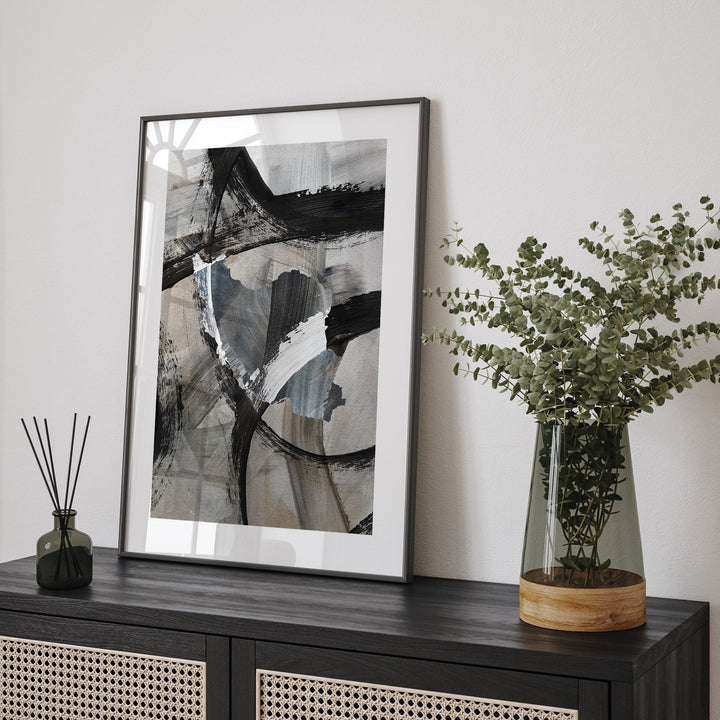Iran Map | Black & Grey Abstract Painting Map of Iran Wall Art Print | Iran Traval Poster
