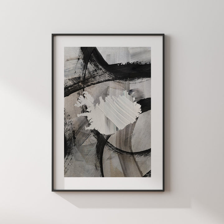 Iceland Map | Black & Grey Abstract Painting Map of Iceland Wall Art Print | Iceland Traval Poster