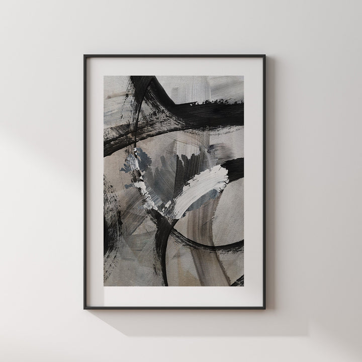 Iceland Map | Black & Grey Abstract Painting Map of Iceland Wall Art Print | Iceland Traval Poster