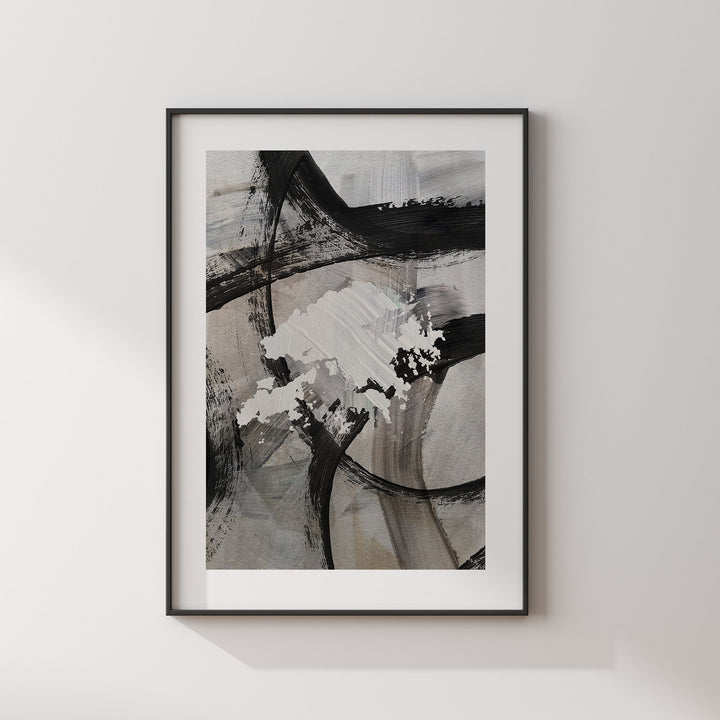Hong Kong Map | Black & Grey Abstract Painting Map of Hong Kong Wall Art Print | Hong Kong Traval Poster