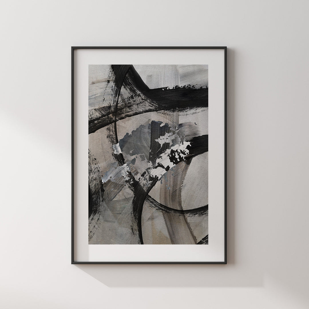 Hong Kong Map | Black & Grey Abstract Painting Map of Hong Kong Wall Art Print | Hong Kong Traval Poster