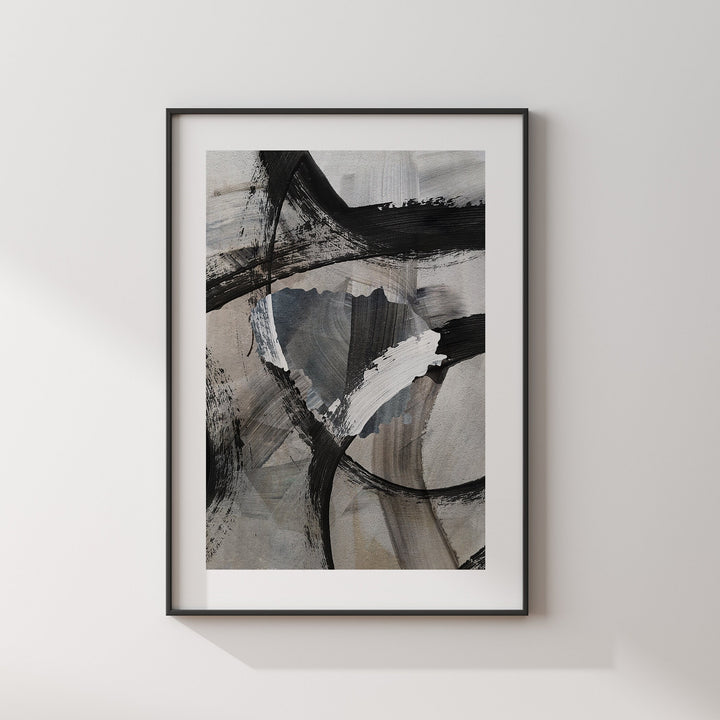 Lithuania Map | Black & Grey Abstract Painting Map of Lithuania Wall Art Print | Lithuania Traval Poster