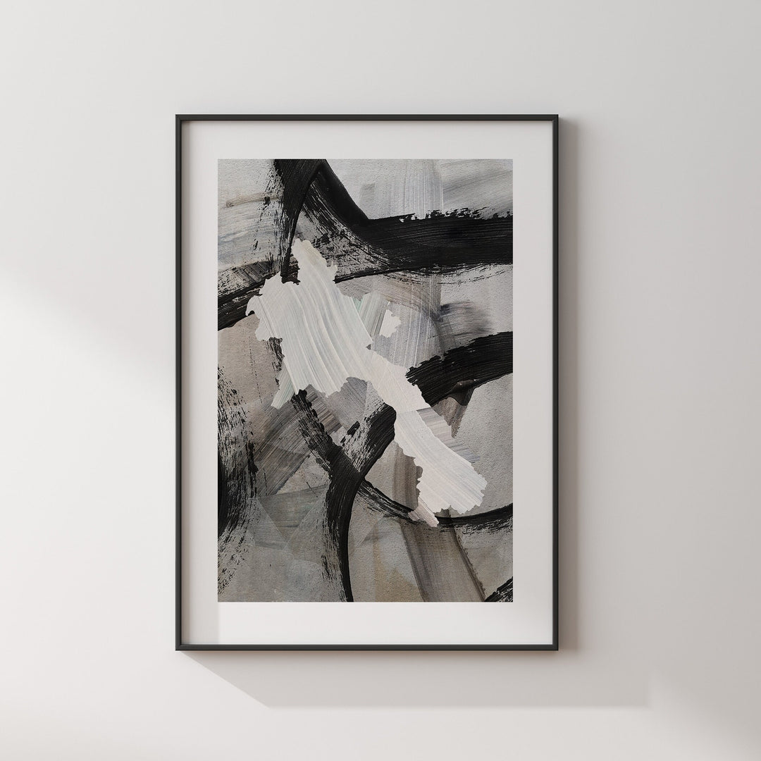 Laos Map | Black & Grey Abstract Painting Map of Laos Wall Art Print | Laos Traval Poster