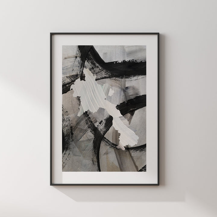 Laos Map | Black & Grey Abstract Painting Map of Laos Wall Art Print | Laos Traval Poster