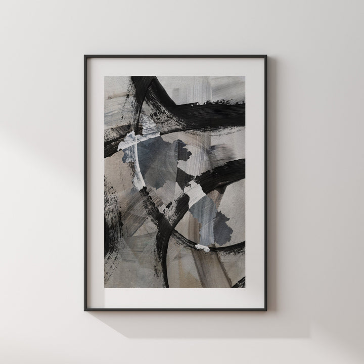 Laos Map | Black & Grey Abstract Painting Map of Laos Wall Art Print | Laos Traval Poster