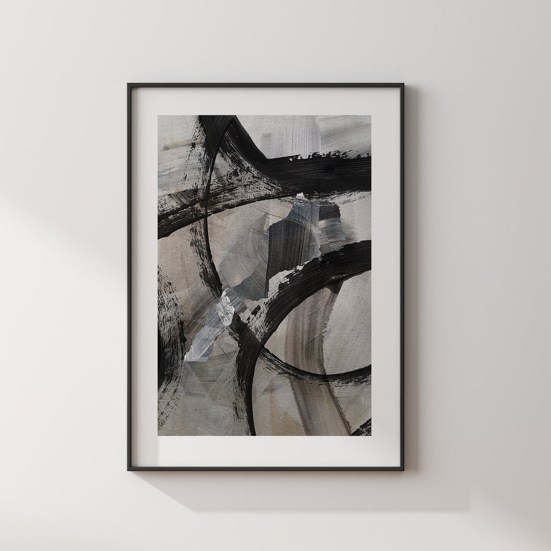 Morocco Map | Black & Grey Abstract Painting Map of Morocco Wall Art Print | Morocco Traval Poster