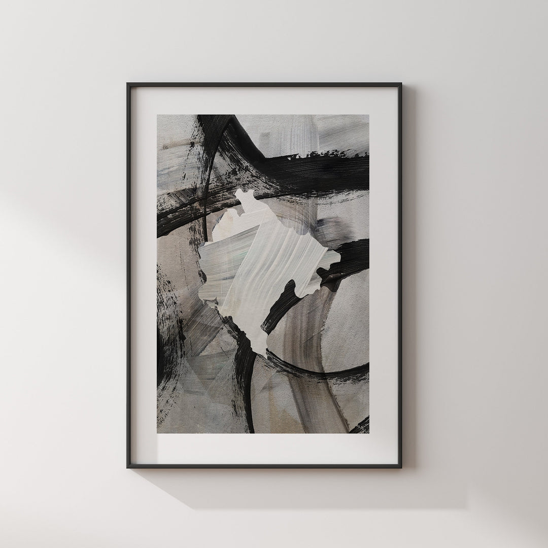 Montenegro Map | Black & Grey Abstract Painting Map of Montenegro Wall Art Print | Montenegro Traval Poster
