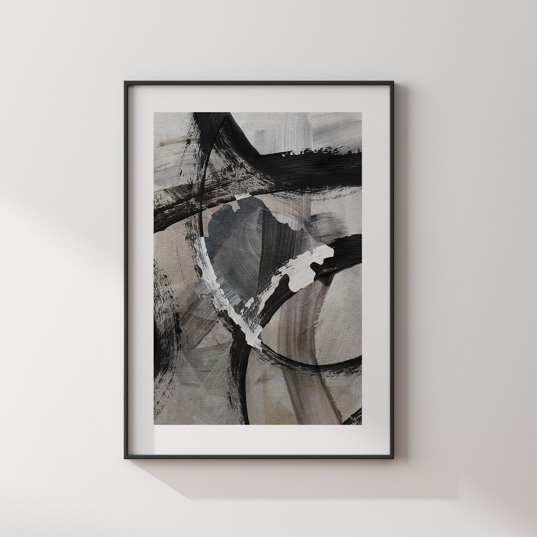 Montenegro Map | Black & Grey Abstract Painting Map of Montenegro Wall Art Print | Montenegro Traval Poster