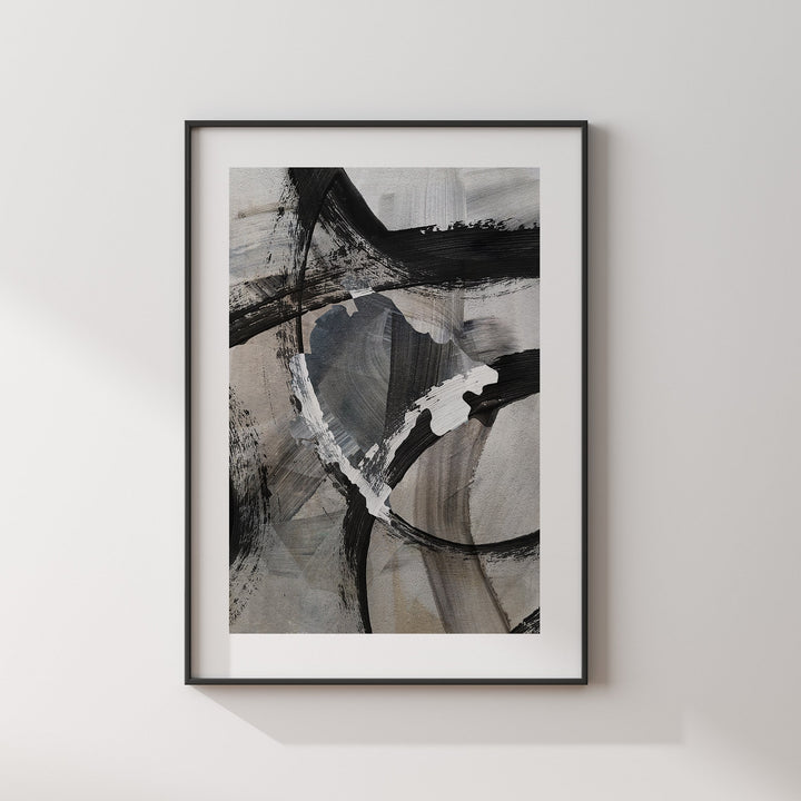 Montenegro Map | Black & Grey Abstract Painting Map of Montenegro Wall Art Print | Montenegro Traval Poster