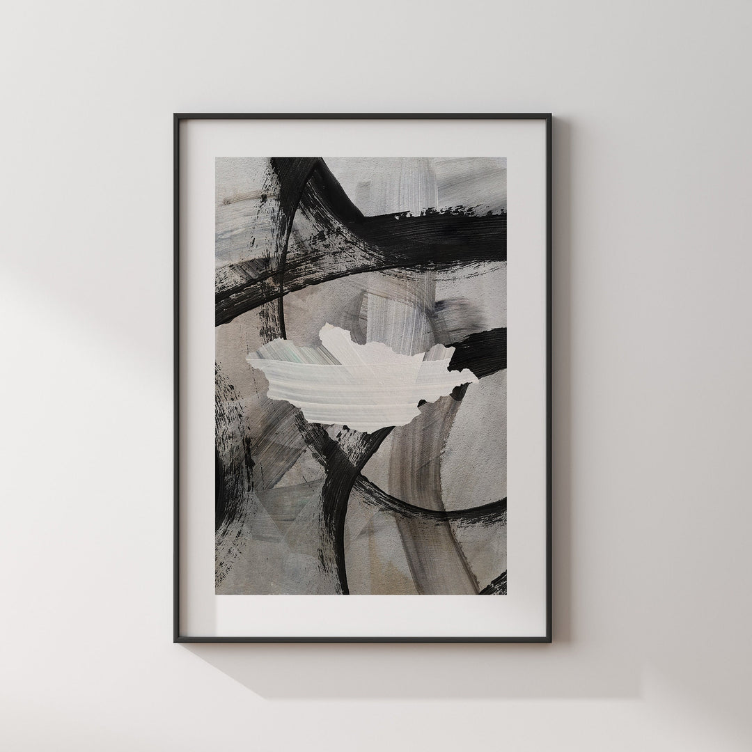 Mongolia Map | Black & Grey Abstract Painting Map of Mongolia Wall Art Print | Mongolia Traval Poster
