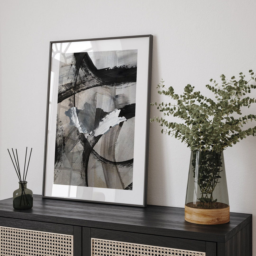 Mongolia Map | Black & Grey Abstract Painting Map of Mongolia Wall Art Print | Mongolia Traval Poster