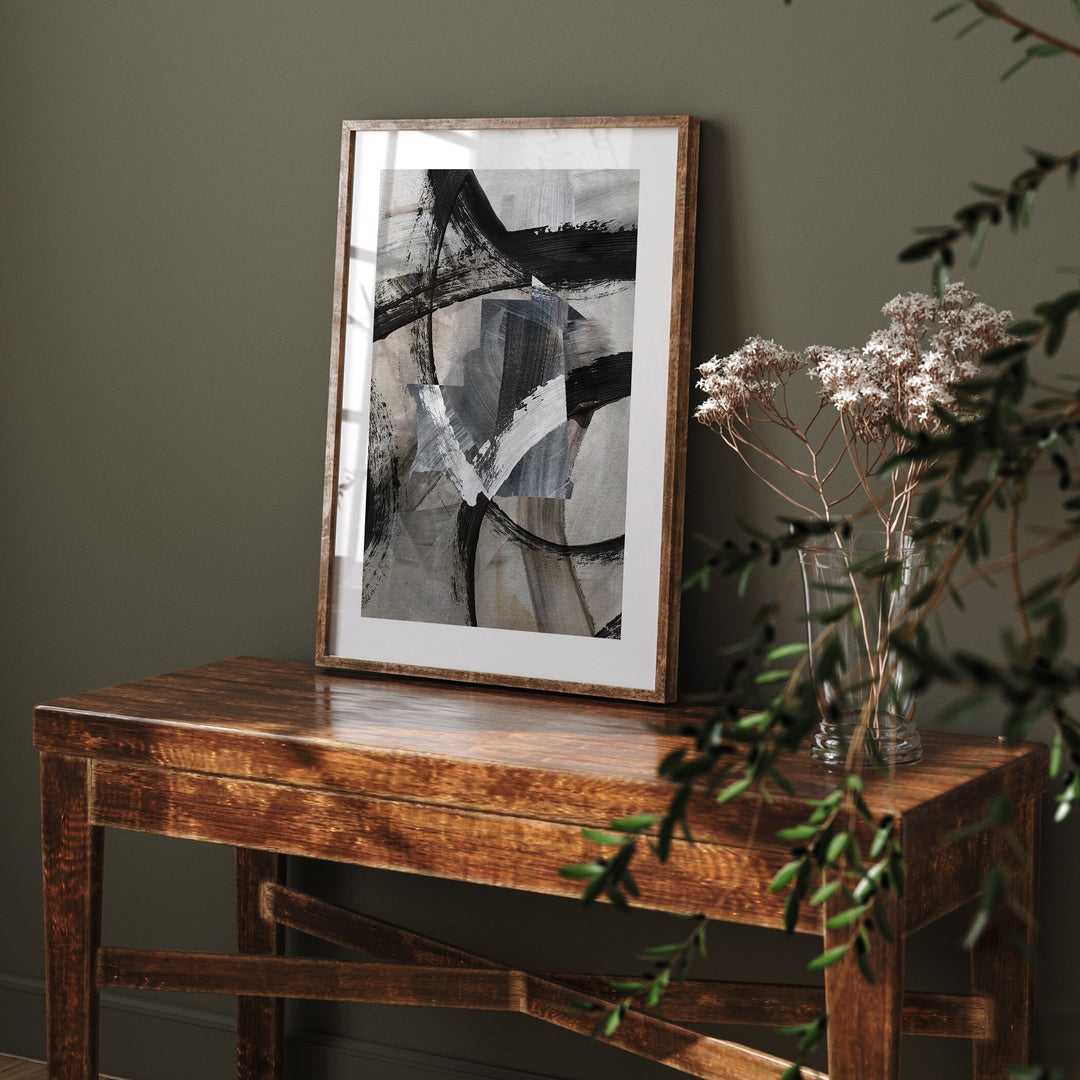 Mauritania Map | Black & Grey Abstract Painting Map of Mauritania Wall Art Print | Mauritania Traval Poster