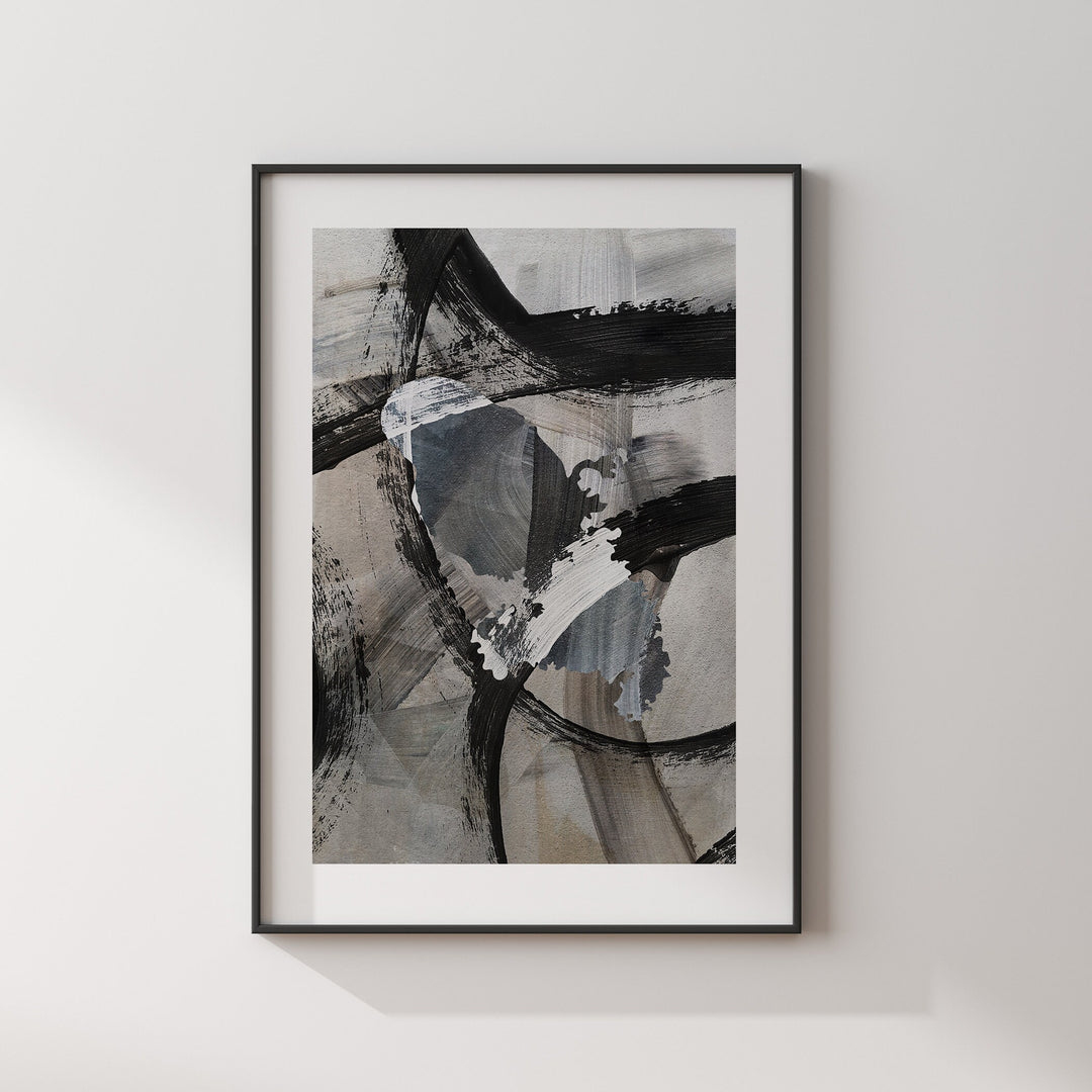 Martinique Map | Black & Grey Abstract Painting Map of Martinique Wall Art Print | Martinique Traval Poster