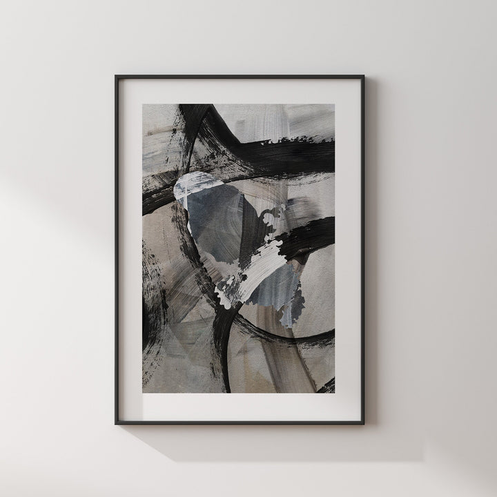 Martinique Map | Black & Grey Abstract Painting Map of Martinique Wall Art Print | Martinique Traval Poster