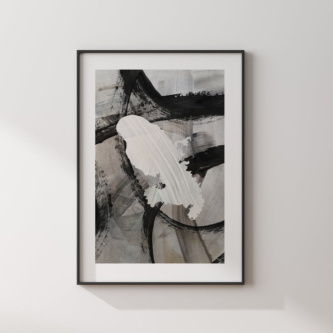 Martinique Map | Black & Grey Abstract Painting Map of Martinique Wall Art Print | Martinique Traval Poster