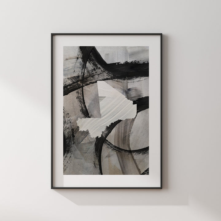 Mali Map | Black & Grey Abstract Painting Map of Mali Wall Art Print | Mali Traval Poster