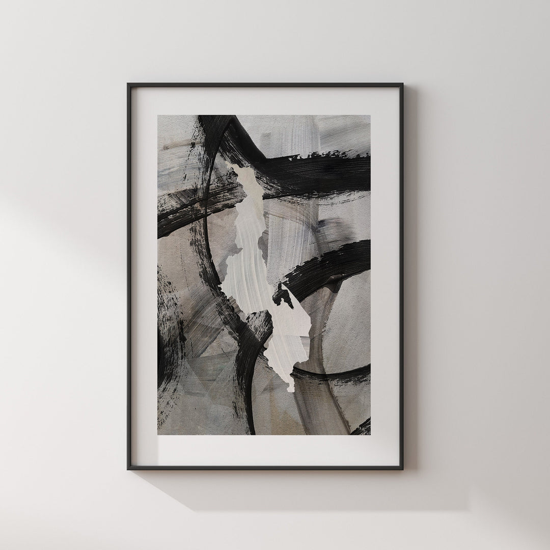 Malawi Map | Black & Grey Abstract Painting Map of Malawi Wall Art Print | Malawi Traval Poster