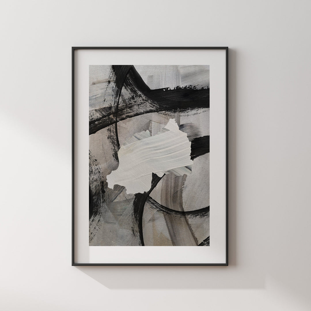 Rwanda Map | Black & Grey Abstract Painting Map of Rwanda Wall Art Print | Rwanda Traval Poster