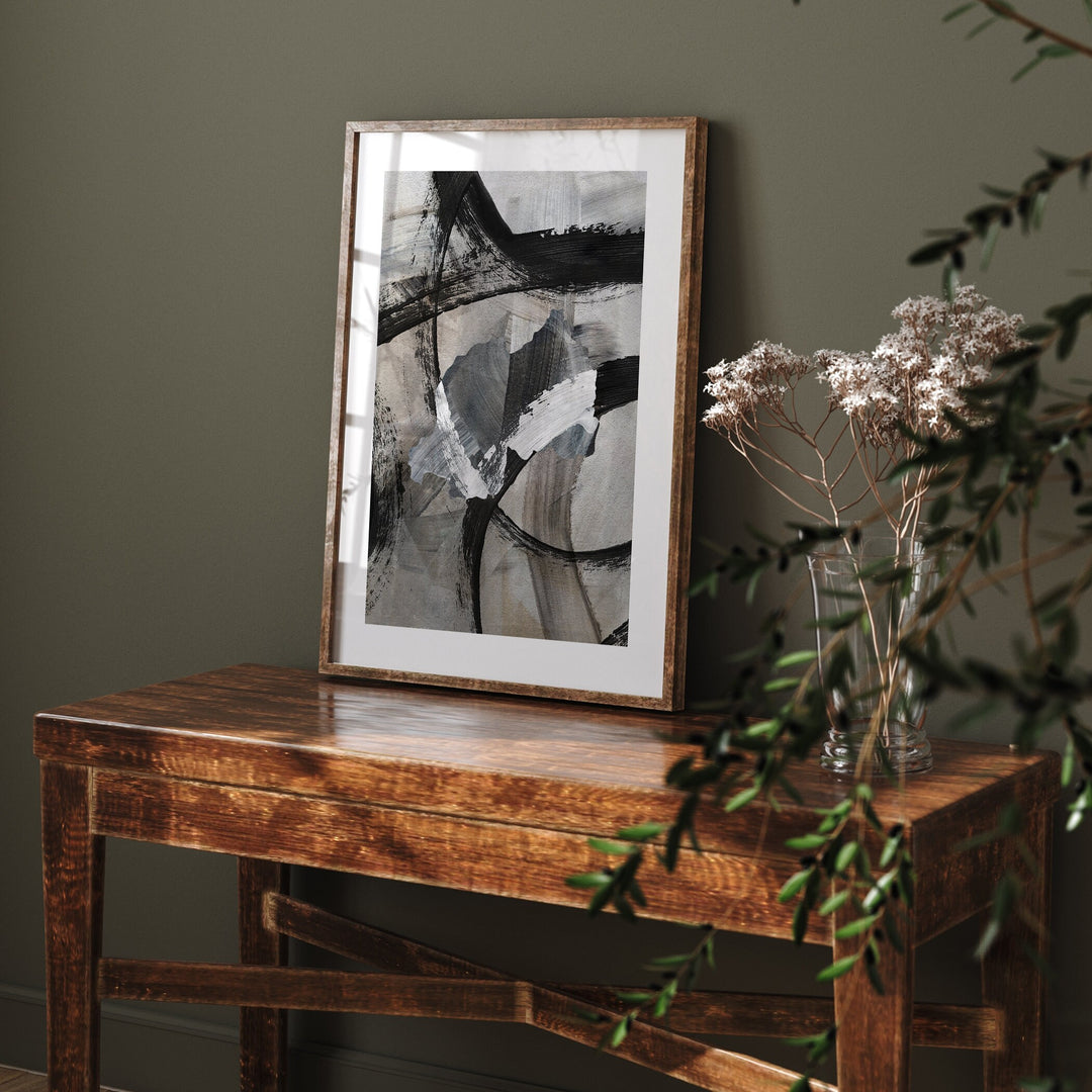 Rwanda Map | Black & Grey Abstract Painting Map of Rwanda Wall Art Print | Rwanda Traval Poster