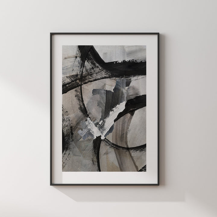 Republic of the Congo Map | Black & Grey Abstract Painting Map of Congo Wall Art Print | Congo Traval Poster