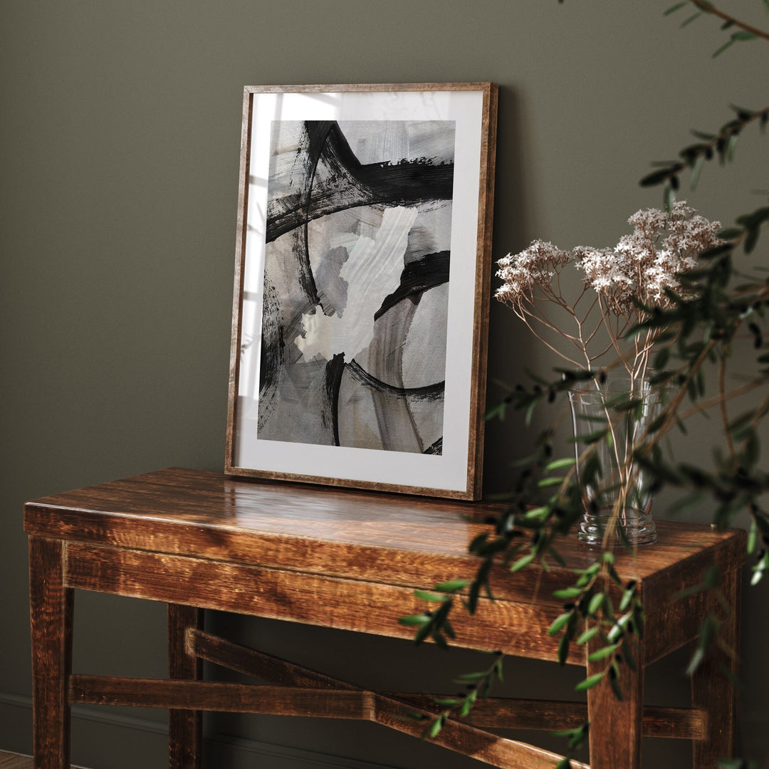 Republic of the Congo Map | Black & Grey Abstract Painting Map of Congo Wall Art Print | Congo Traval Poster