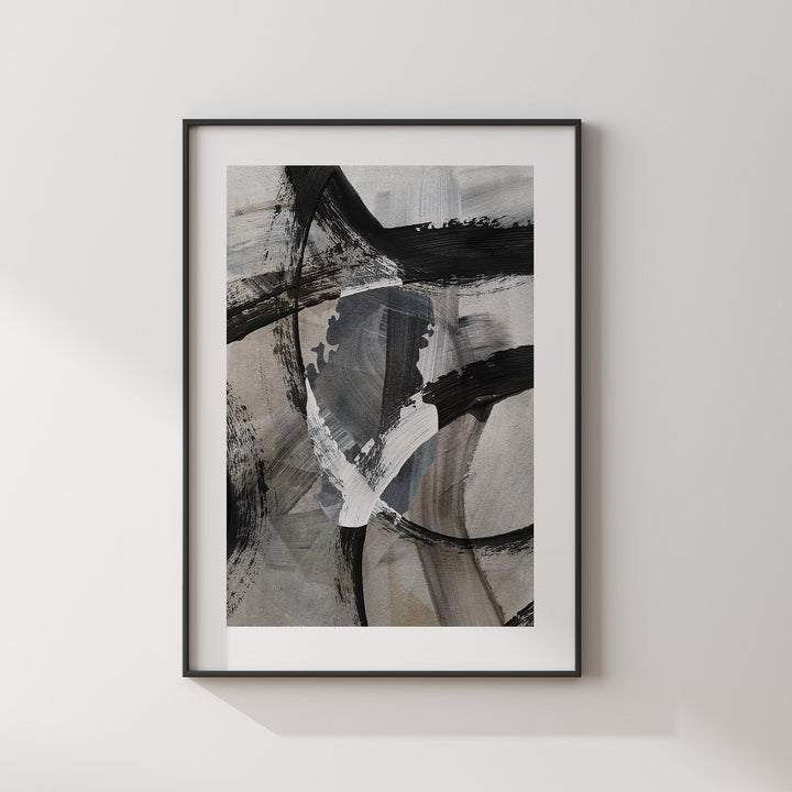 Qatar Map | Black & Grey Abstract Painting Map of Qatar Wall Art Print | Qatar Traval Poster