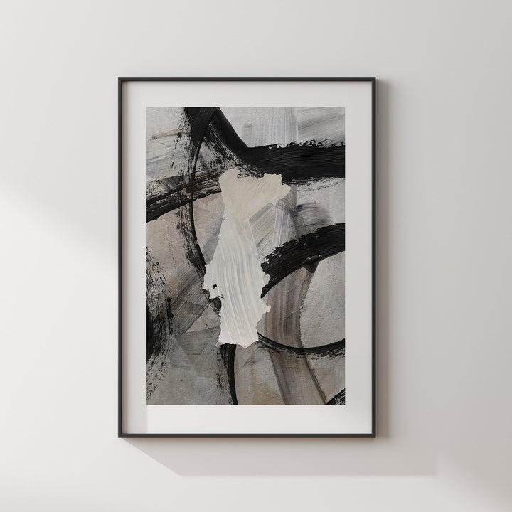 Portugal Map | Black & Grey Abstract Painting Map of Portugal Wall Art Print | Portugal Traval Poster