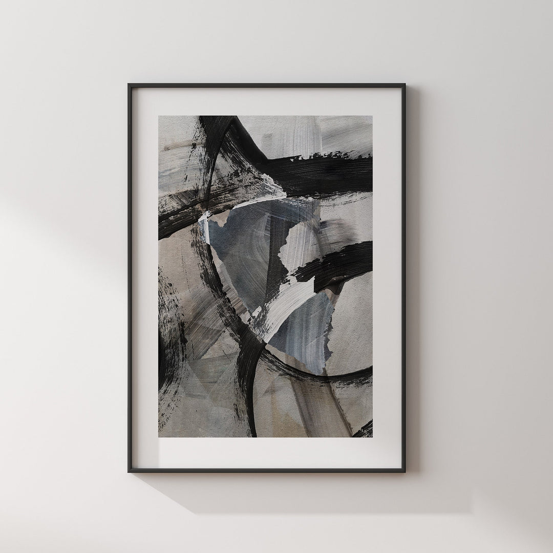 Peru Map | Black & Grey Abstract Painting Map of Peru Wall Art Print | Peru Traval Poster