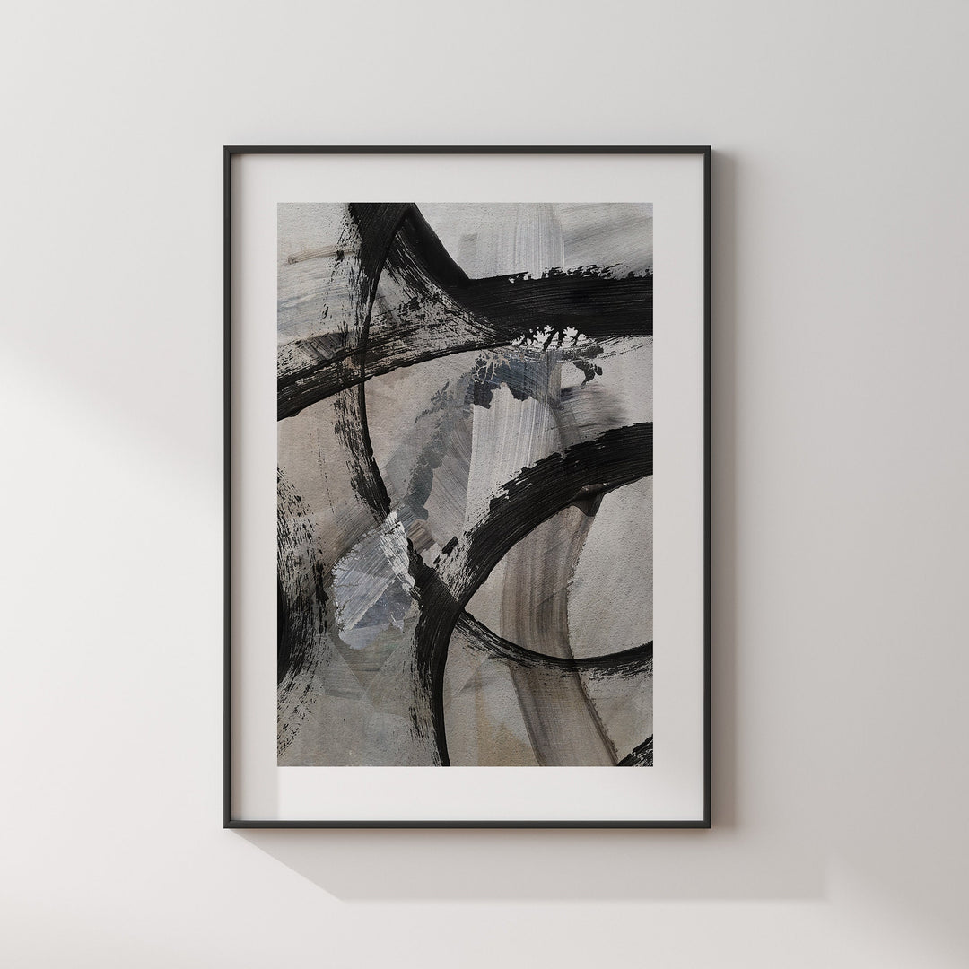 Norway Map | Black & Grey Abstract Painting Map of Norway Wall Art Print | Norway Traval Poster
