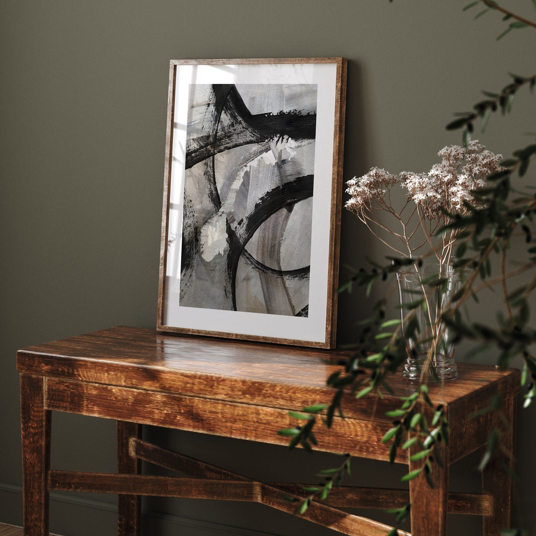 Norway Map | Black & Grey Abstract Painting Map of Norway Wall Art Print | Norway Traval Poster