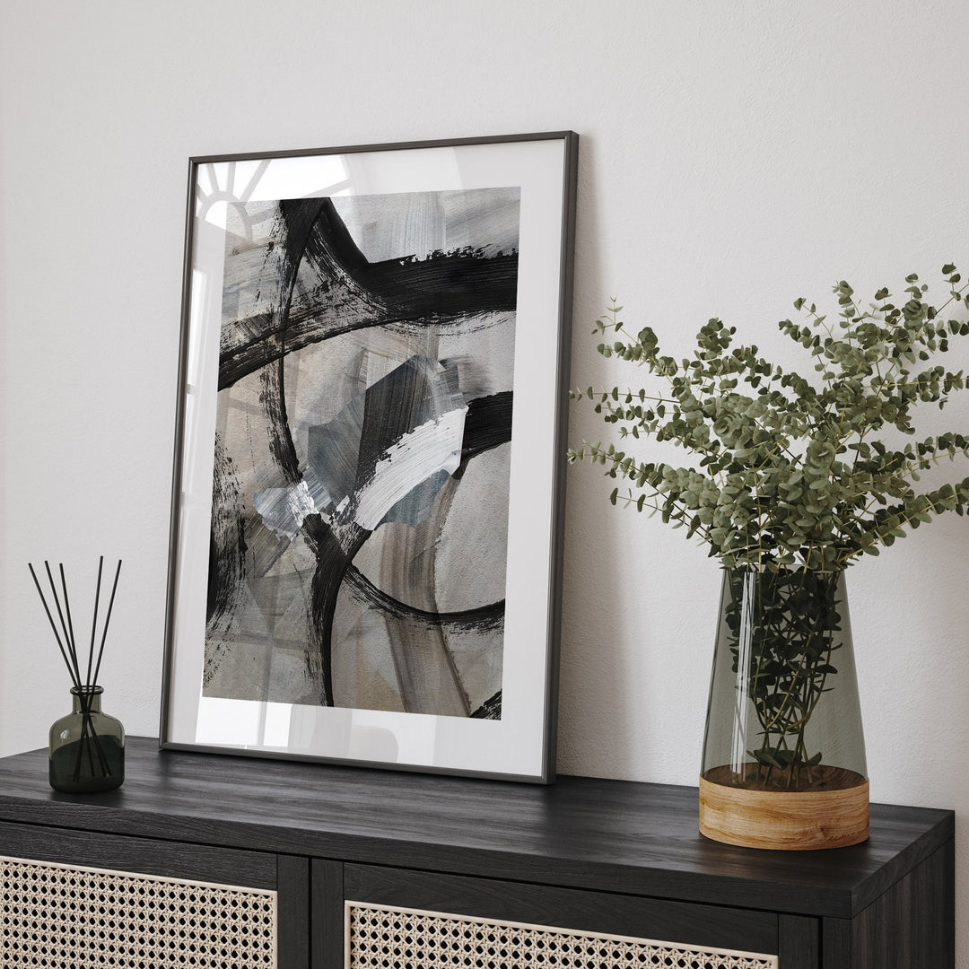 Niger Map | Black & Grey Abstract Painting Map of Niger Wall Art Print | Niger Traval Poster