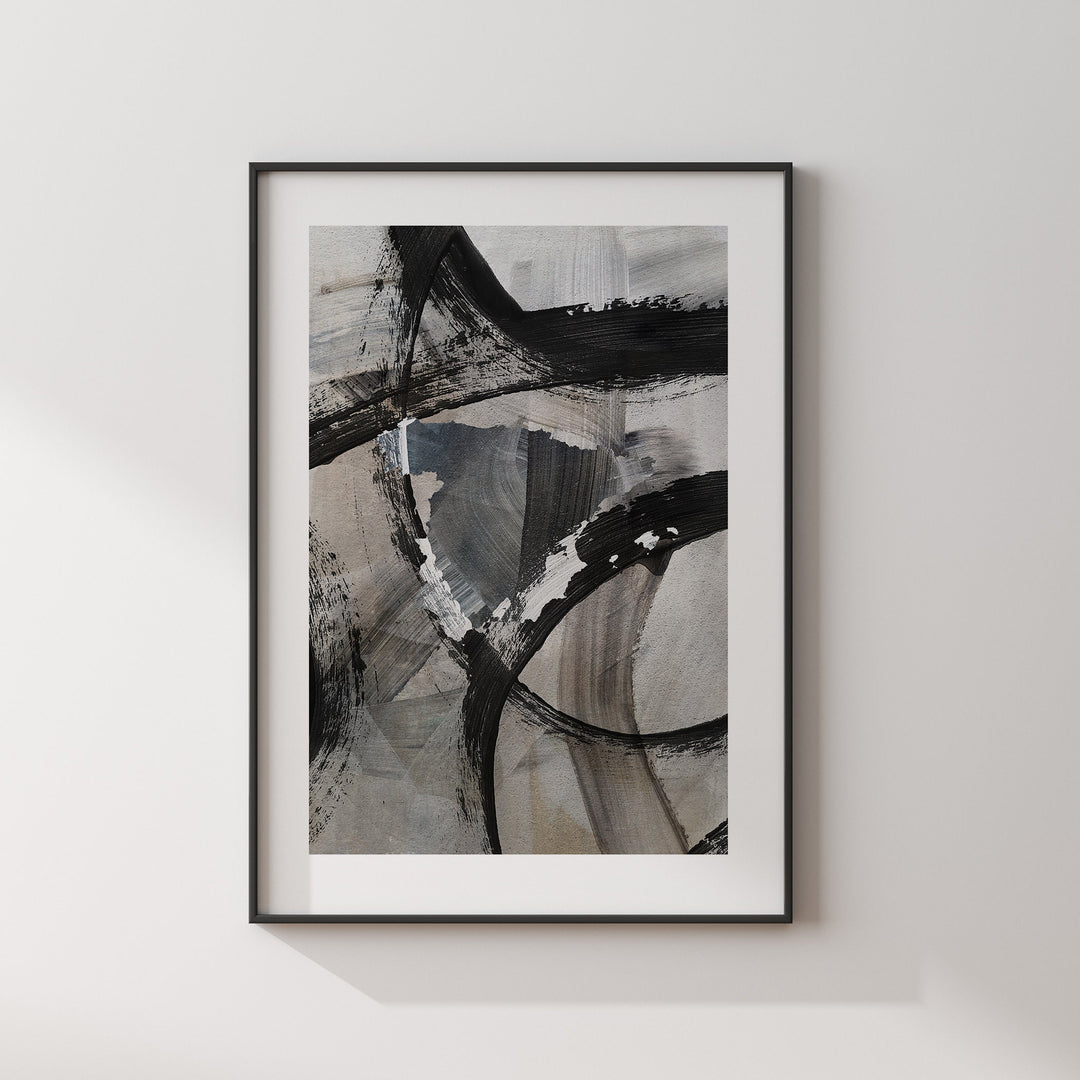 Spain Map | Black & Grey Abstract Painting Map of Spain Wall Art Print | Spain Traval Poster