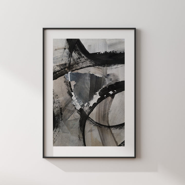 Spain Map | Black & Grey Abstract Painting Map of Spain Wall Art Print | Spain Traval Poster