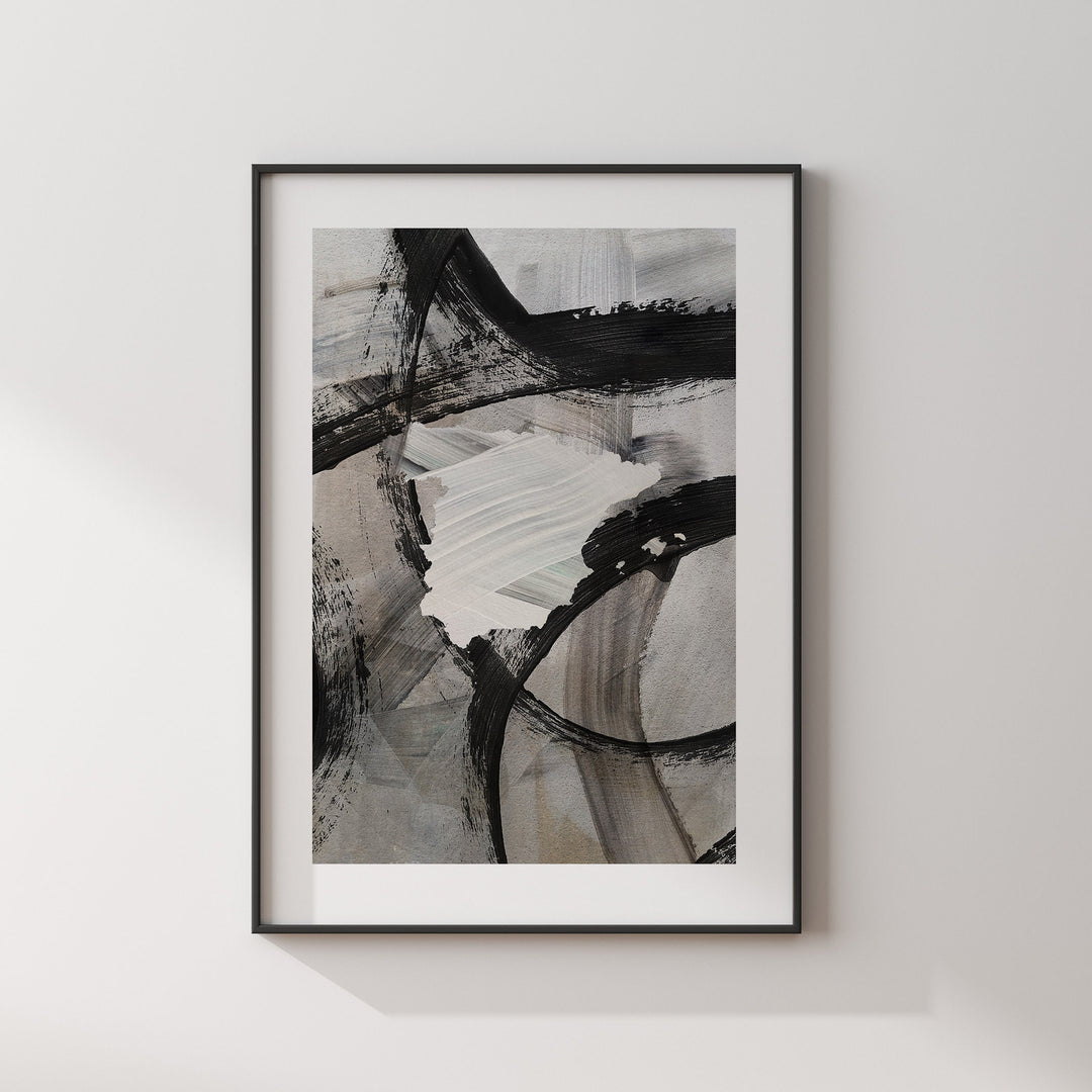 Spain Map | Black & Grey Abstract Painting Map of Spain Wall Art Print | Spain Traval Poster