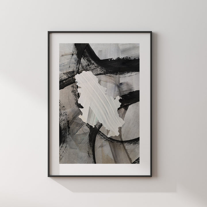 Serbia Map | Black & Grey Abstract Painting Map of Serbia Wall Art Print | Serbia Traval Poster