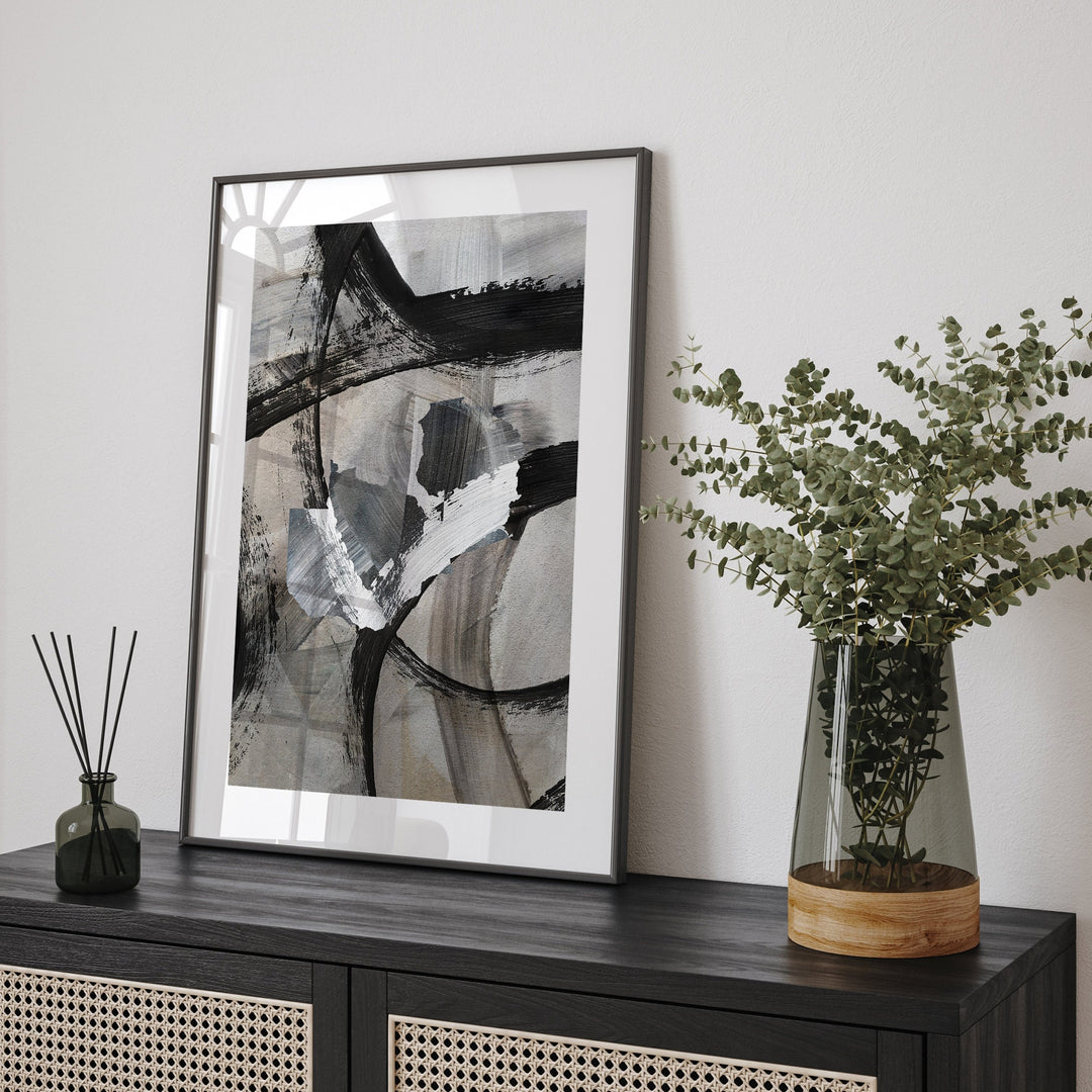 Zambia Map | Black Grey Abstract Painting Map of Zambia Wall Art Print | Zambia Traval Poster