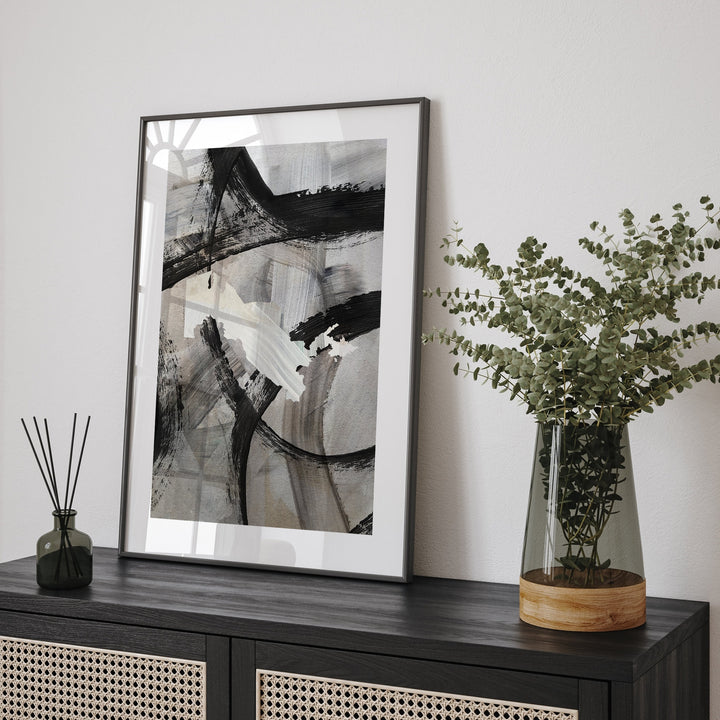 Uzbekistan Map | Black Grey Abstract Painting Map of Uzbekistan Wall Art Print | Uzbekistan Traval Poster