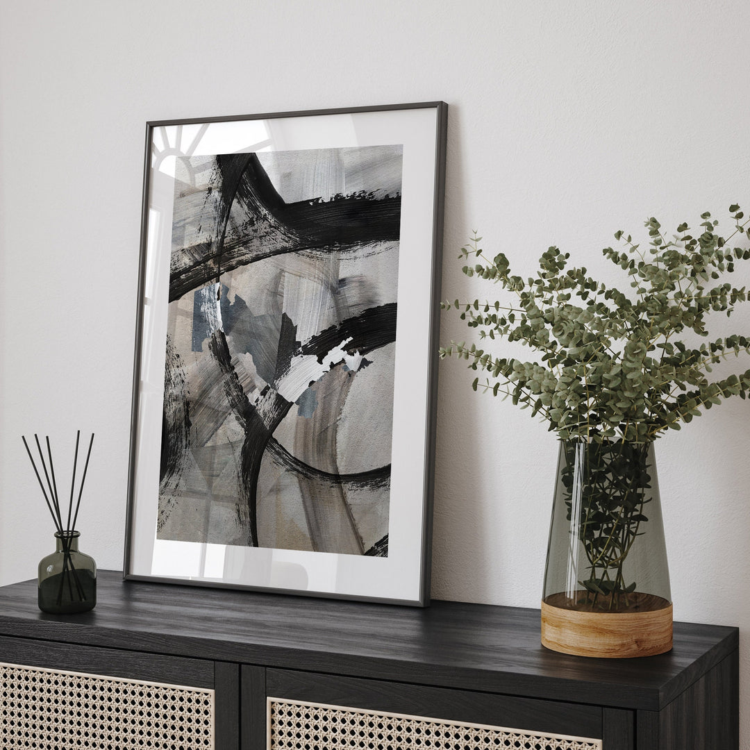 Uzbekistan Map | Black Grey Abstract Painting Map of Uzbekistan Wall Art Print | Uzbekistan Traval Poster