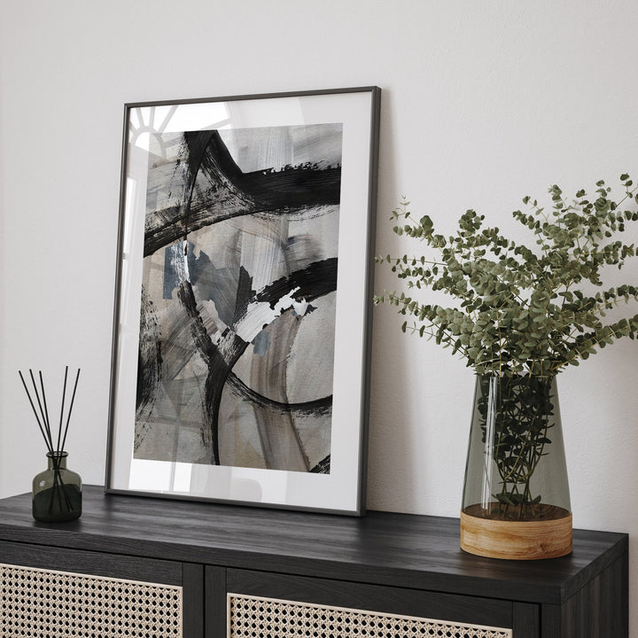 Uzbekistan Map | Black Grey Abstract Painting Map of Uzbekistan Wall Art Print | Uzbekistan Traval Poster