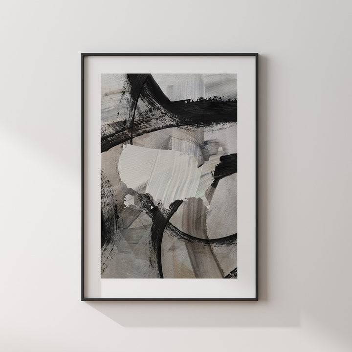 United States Map | Black & Grey Abstract Painting Map of USA Wall Art Print | USA Traval Poster