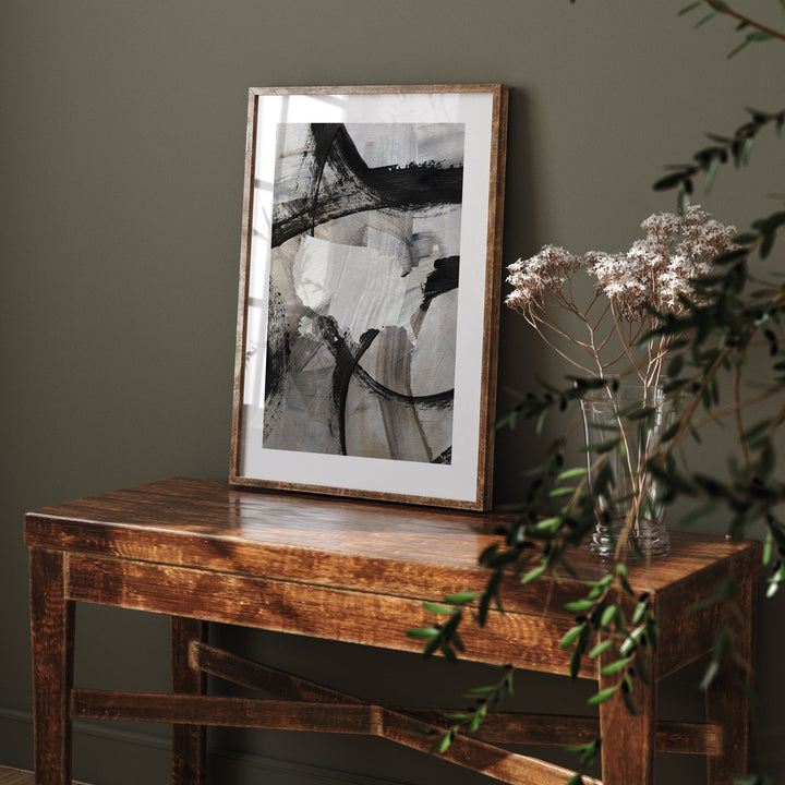 United States Map | Black & Grey Abstract Painting Map of USA Wall Art Print | USA Traval Poster