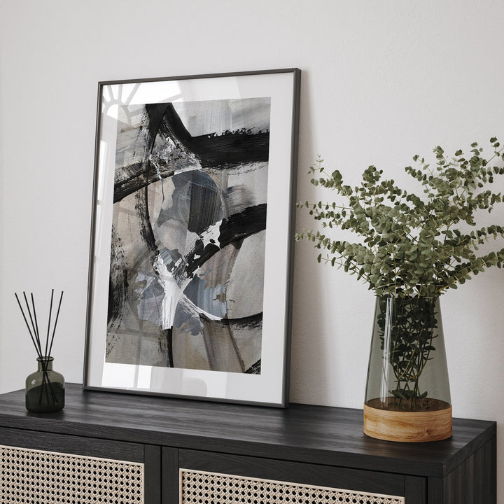 Antigua and Barbuda Map | Black & Grey Abstract Painting Map of Antigua and Barbuda Wall Art Print | Antigua and Barbuda Traval Poster