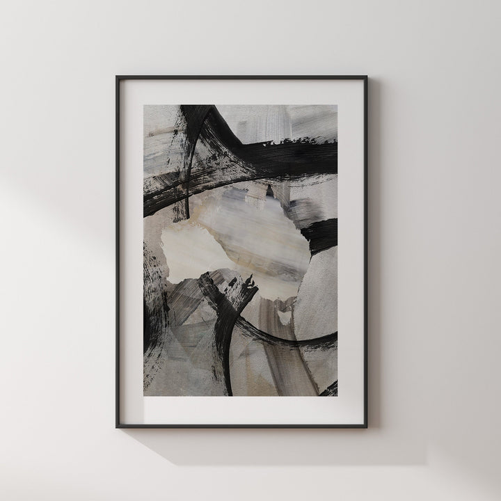 Australia Map | Black & Grey Abstract Painting Map of Australia Wall Art Print | Australia Traval Poster