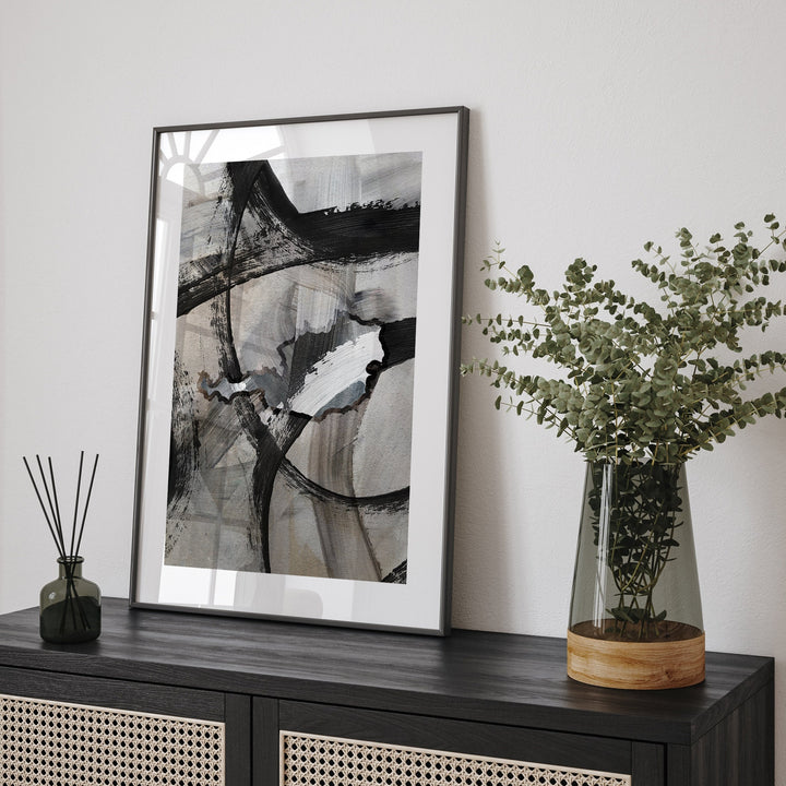 Austria Map | Black & Grey Abstract Painting Map of Austria Wall Art Print | Austria Traval Poster