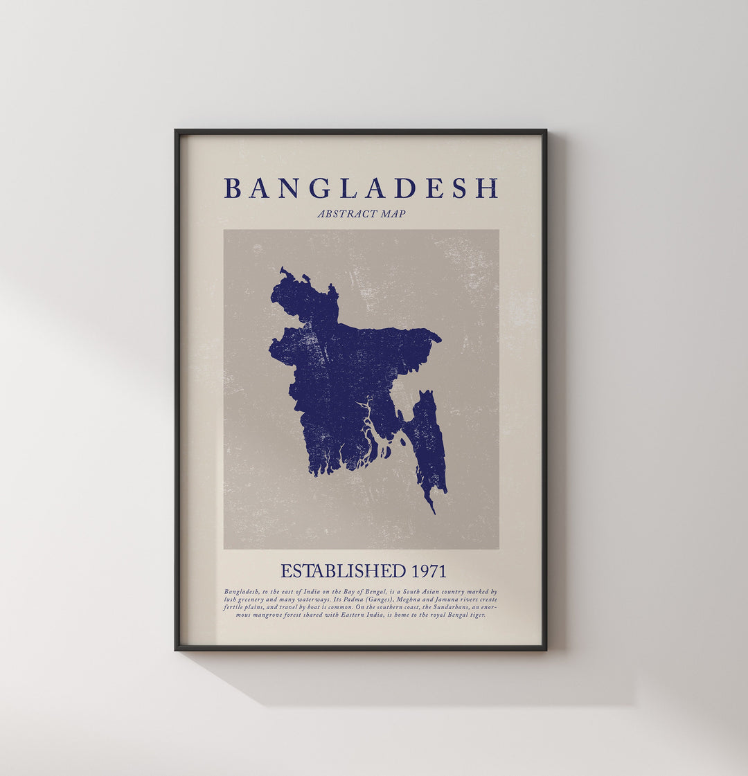 Bangladesh Map Vintage Abstract Wall Art Print Travel Poster