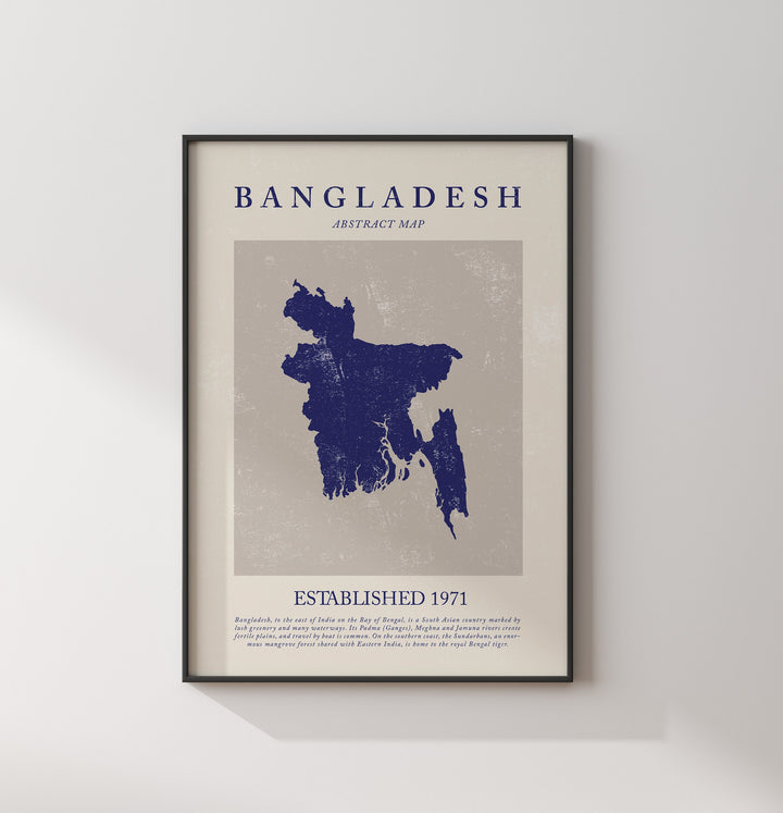 Bangladesh Map Vintage Abstract Wall Art Print Travel Poster