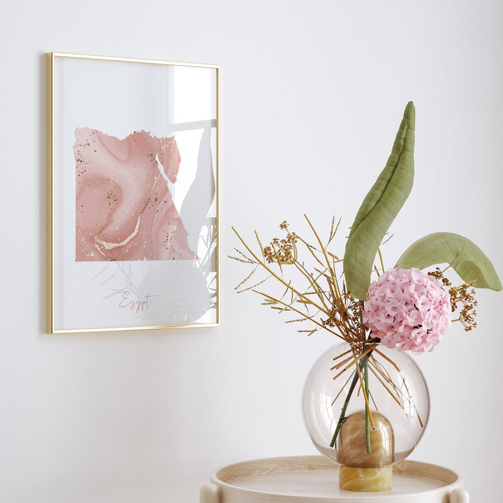 Egypt Map Pink and Gold Wall Art Print