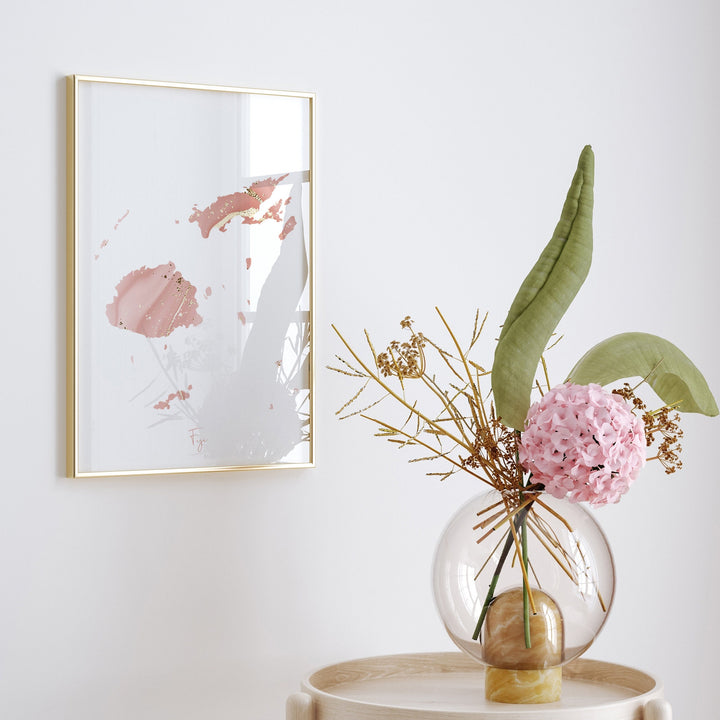 Fiji Map Pink and Gold Wall Art Print